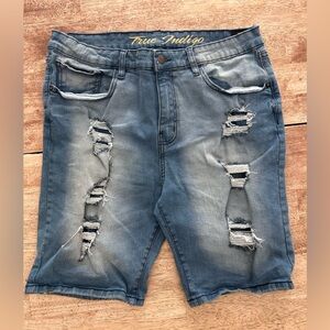 Distressed Blue Denim Shorts
